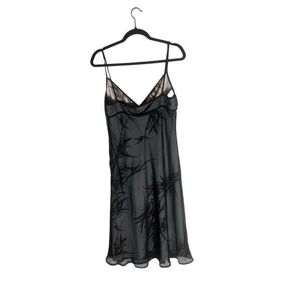 BCBG Max Azria Women's 12 Black Sheer Slip Dress Spaghetti Strap Made in USA - Picture 6 of 12